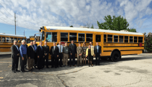 school bus lineup