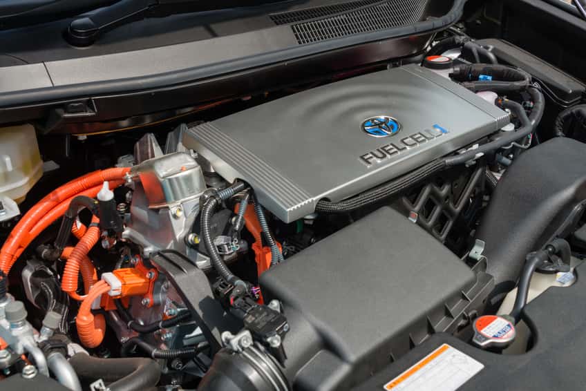 Engine of a fuel cell vehicle “Mirai” made by Toyota