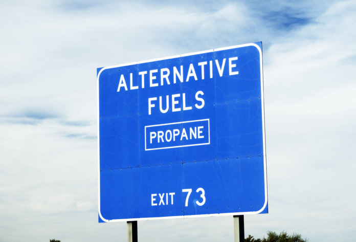 Highway sign telling of the availability of propane gas.