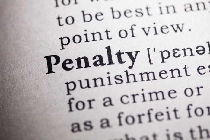 Dictionary definition of the word penalty.